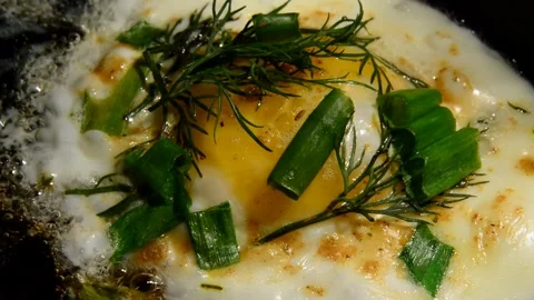 Chicken egg with dill and green onion 動画素材 256049087