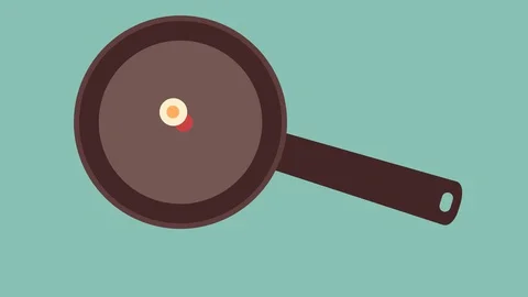 A chicken egg falls on the pan and spreads. Stock-Footage 128409555