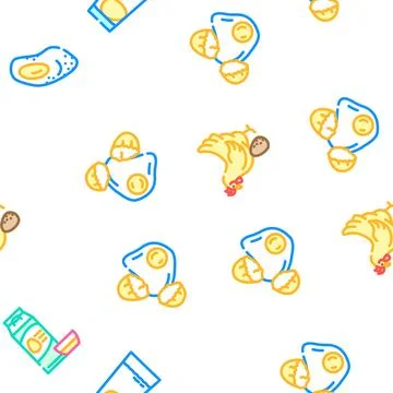 Chicken egg farm brown vector seamless pattern Stockillustratie