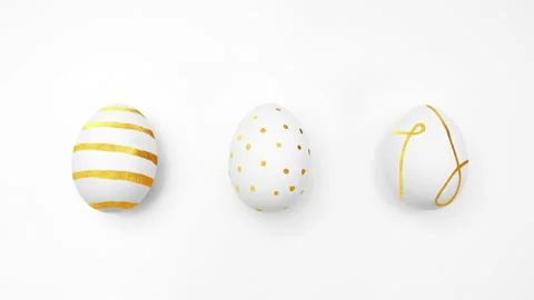 Chicken egg with golden dots, egg with stripes, egg with linear pattern Stock Footage 171038207