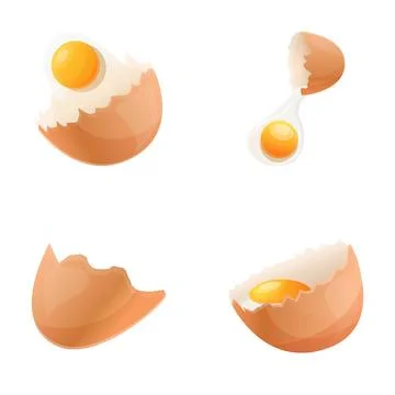 Chicken egg icons set cartoon vector. Fresh raw chicken egg Stock Illustration