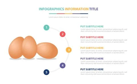 Chicken egg infographic template concept with five points list and various co Stock Illustration
