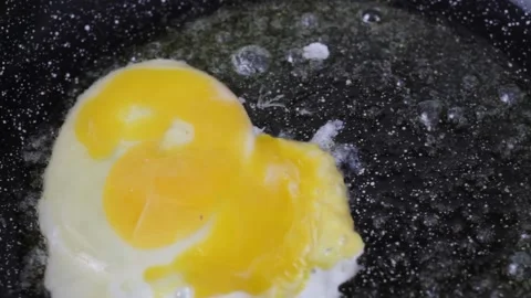 Chicken egg in a pan fried in hot butter. Stock Footage 160739836