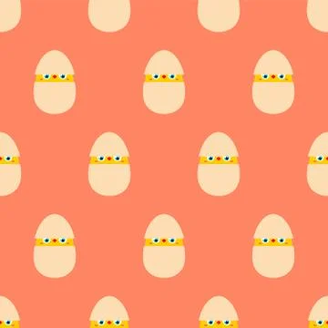 Chicken in egg pattern seamless. Baby cloth texture Stock Illustration