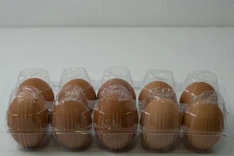 Chicken egg with plastic container on white background 37 Stock Photos