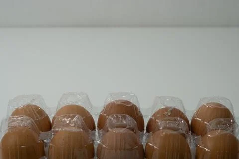 Chicken egg with plastic container on white background 19 Stock Photos