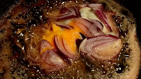 Chicken egg with red onion Stock Footage 272282142