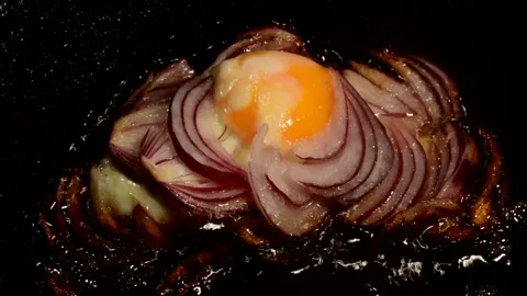 Chicken egg with red onion Stock Footage 272284357