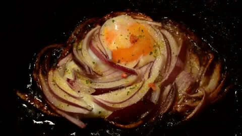 Chicken egg with red onion Stock Footage 272290071