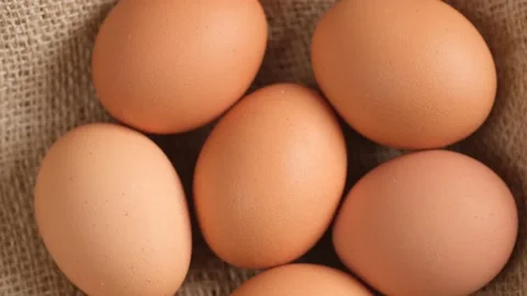 Chicken egg, rotation shot, Chicken fresh raw eggs.Healthy fresh food Stock Footage 171411580