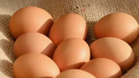 Chicken egg, rotation shot, Chicken fresh raw eggs.Healthy fresh food Stock Footage 183399149
