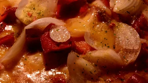 Chicken egg with sliced bell pepper and onion Stock Footage 259107949