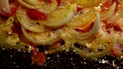 Chicken egg with sliced bell pepper and onion Stock Footage 259187278