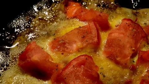 Chicken egg with sliced tomato Stock Footage 271486857