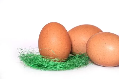 Chicken egg on a white background, Easter. Stock Photos