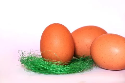 Chicken egg on a white background, Easter. Stock Photos
