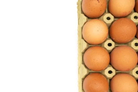 Chicken eggs in box, ordered eggs with copy space Stock Photos