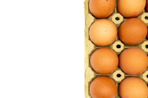 Chicken eggs in box, ordered eggs with copy space Stock Photos