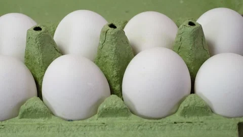 Chicken eggs In cardboard box. Video stock 265736341