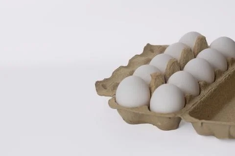 Chicken eggs in cardboard packaging Stock Photos