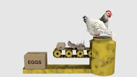 Chicken eggs conveyor - 3d render looped with alpha channel. Stock Footage 263708306