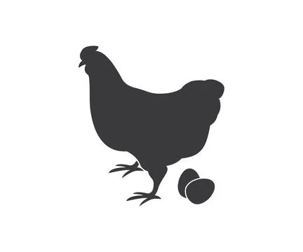 Chicken with eggs icon, Hen or chicken vector outline logo design. Illustrazione stock