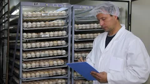 Chicken eggs in incubator Stock Footage 10595010