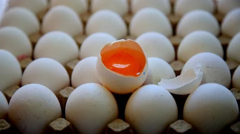 Chicken eggs in kitchen Stock Photos