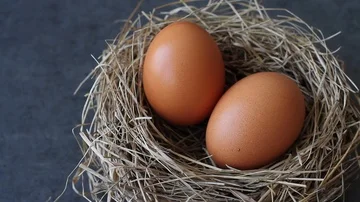 Chicken eggs in the nest. Easter holidays. Vídeos de archivo 85941136
