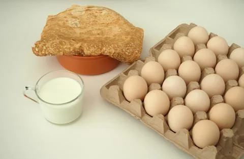 Chicken eggs in a package homemade rustic Stock Photos