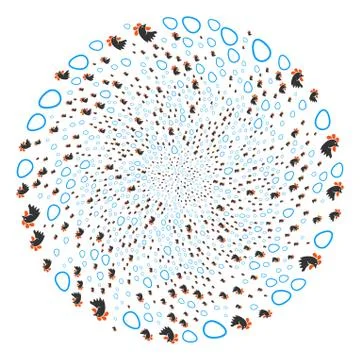 Chicken Eggs Spiral Exploding Globula Stock Illustration