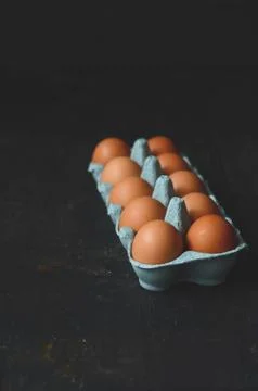 Chicken eggs on the table Stock Photos