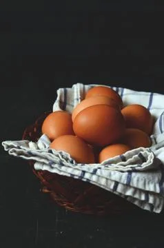 Chicken eggs on the table Stock Photos