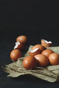 Chicken eggs on the table Stock Photos