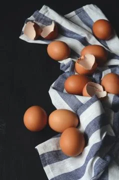Chicken eggs on the table Stock Photos