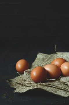 Chicken eggs on the table Stock Photos