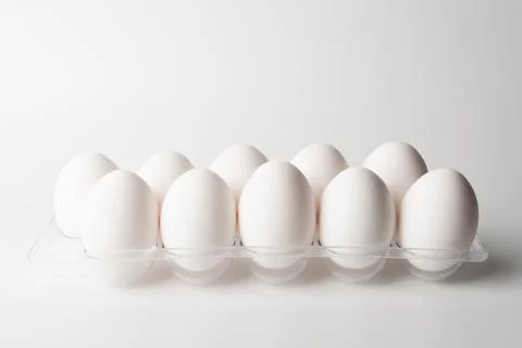 Chicken eggs  on a white background Stock Photos
