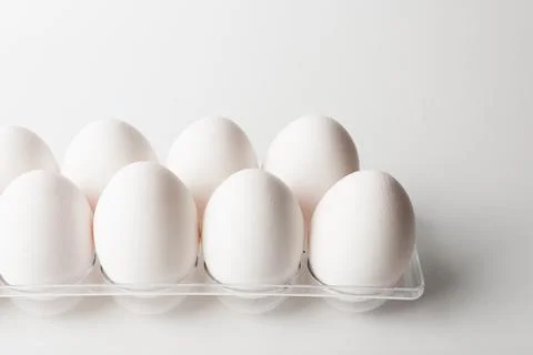 Chicken eggs  on a white background Stock Photos