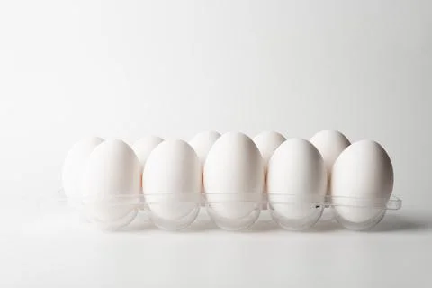 Chicken eggs  on a white background Stock Photos