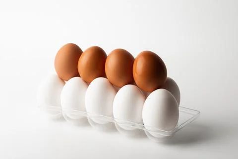 Chicken eggs  on a white background Stock Photos