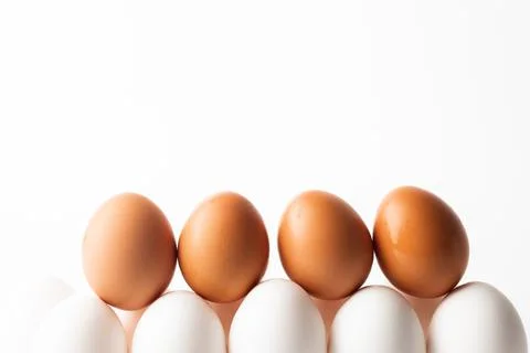Chicken eggs  on a white background Stock Photos