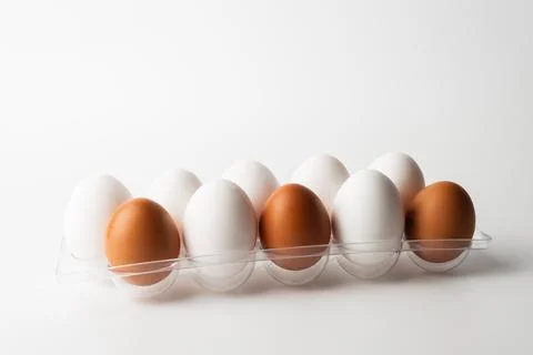 Chicken eggs  on a white background Stock Photos