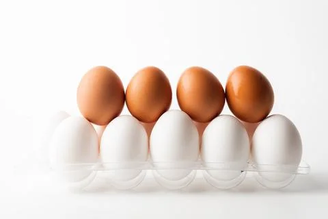 Chicken eggs  on a white background Stock Photos