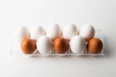 Chicken eggs  on a white background Stock Photos