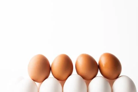 Chicken eggs  on a white background Stock Photos