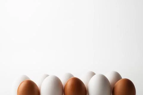 Chicken eggs  on a white background Stock Photos