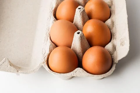 Chicken eggs  on a white background Foto stock