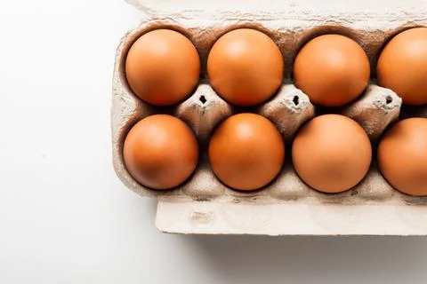 Chicken eggs  on a white background Foto stock