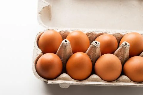 Chicken eggs  on a white background Stock Photos