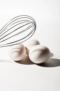 Chicken eggs  on a white background Stock Photos